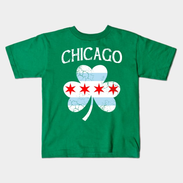 Chicago Irish Flag Shamrock St Patrick's Day Kids T-Shirt by E